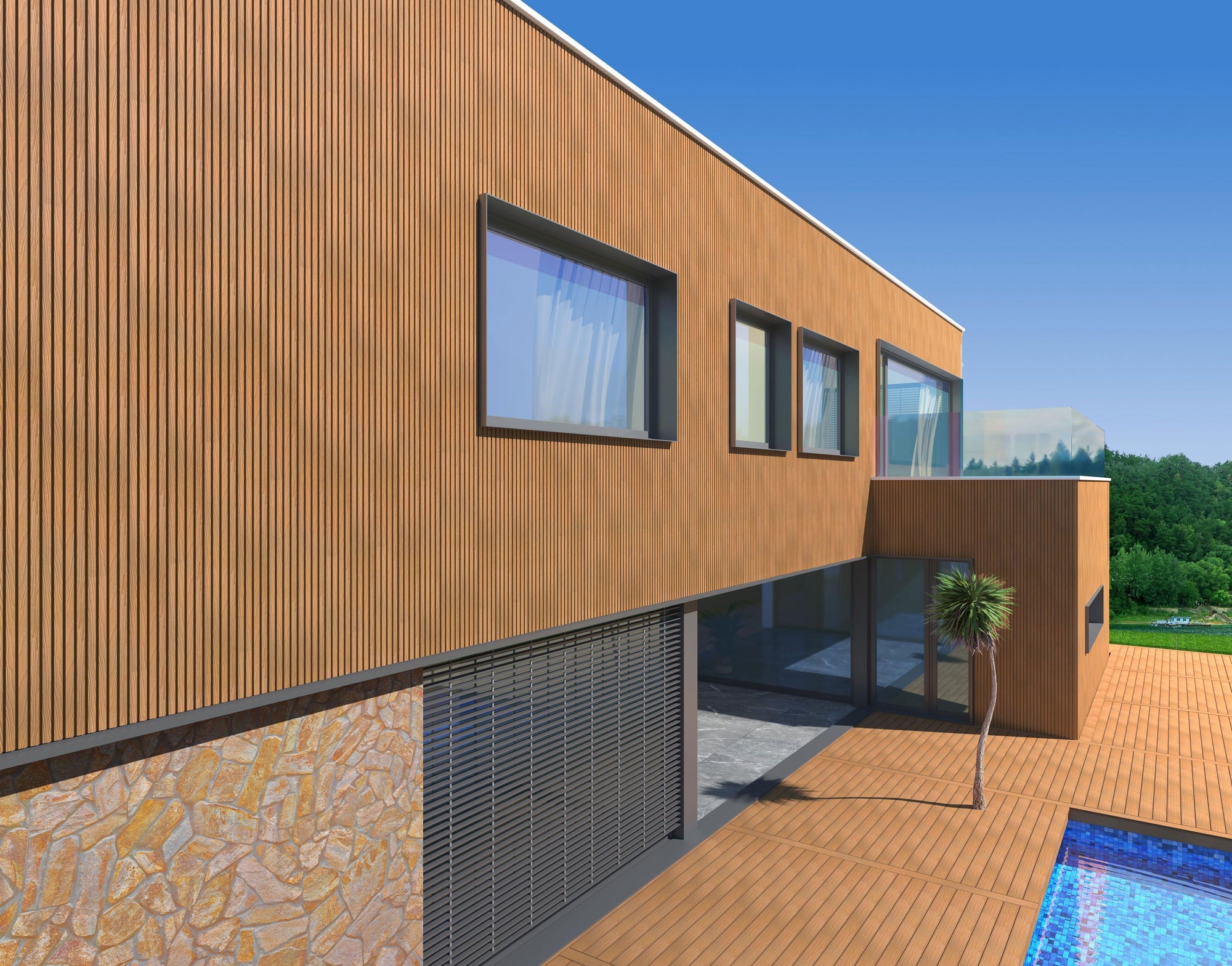 Exterior Wall Cladding Panel Oak 290CM | Garden | 3D Wood Grain